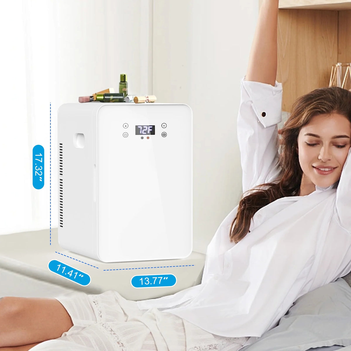 ADVWIN 22L/30Can Mini Fridge with Temperature Control, Compact Refrigerators for Bedroom, Cosmetics