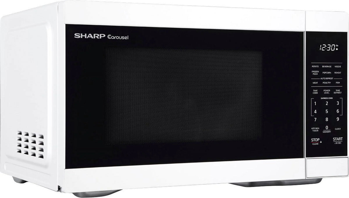 1.1 cu ft Countertop Microwave with 1000 watts and Auto Cook Features - White