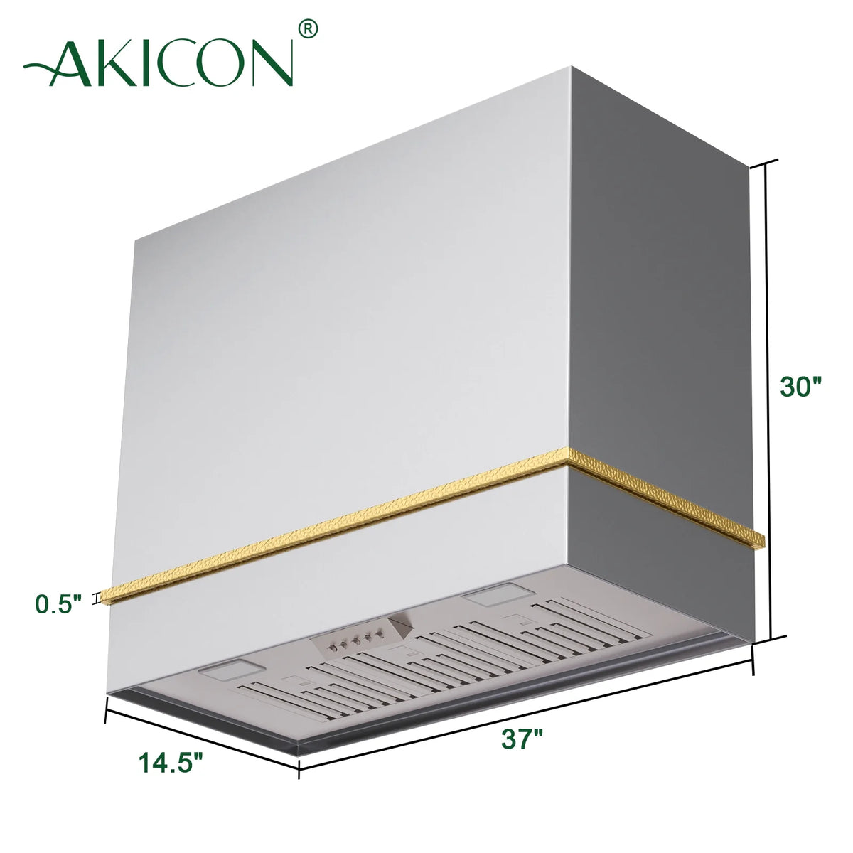 Akicon Range Hood 36 Inch, Ultra Quite Stainless Steel Kitchen Hood, Wall Mount Square Vent Hood with LED Light and Dishwasher-Safe Filters, Hood Vents for Kitchen, 3 Speeds, 600 CFM (AK-HS36HB-SWG)