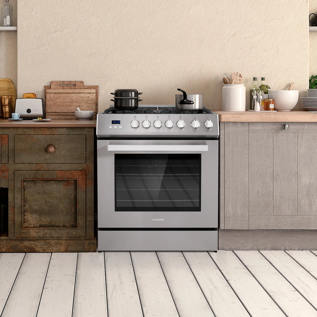 30 in. 5.0 cu. ft Single Oven Gas Range with 5 Burner Cooktop in Stainless Steel