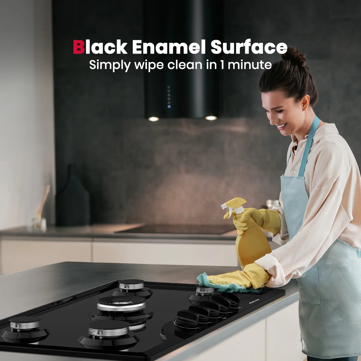 GASLAND 36 in. 5 Burners Black Enamel Gas Cooktop with Griddle, NG/LPG Convertible, PRO GH3365EF