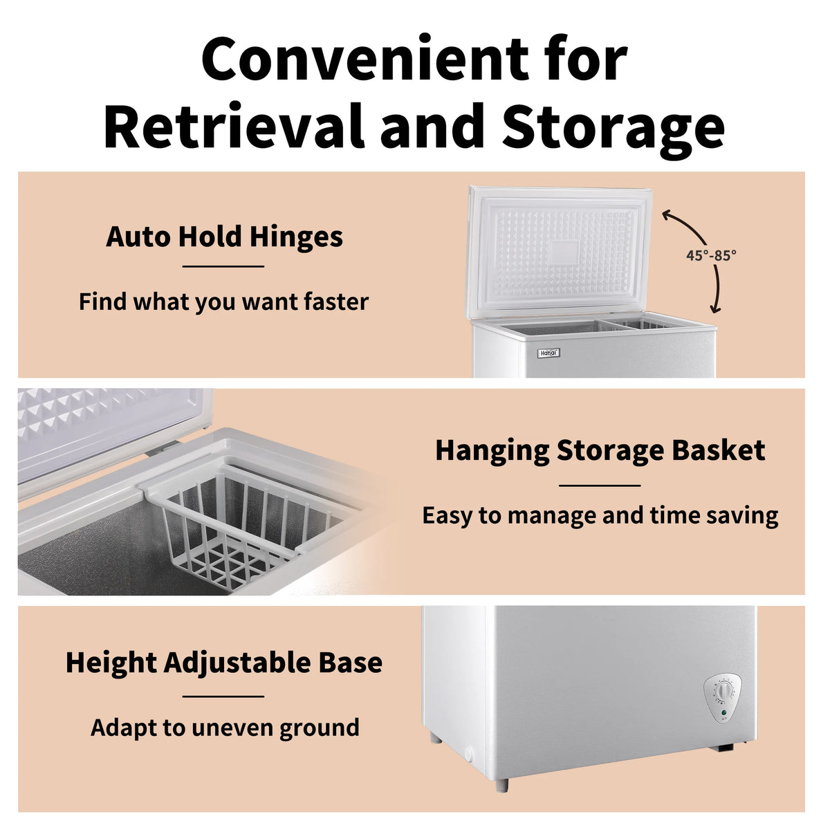 WANAI Chest Freezer 3.5 Cu.ft, Deep Freezer with Top Open Door ,White