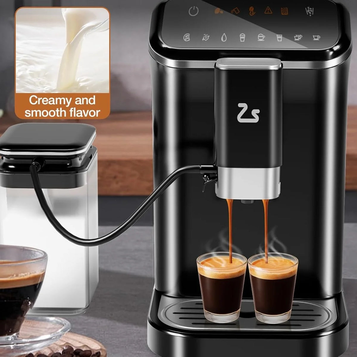Riedhoff Fully Automatic Espresso Machine CM9002, 1350 W, Touch Screen with 1.5 L Water Tank, Black