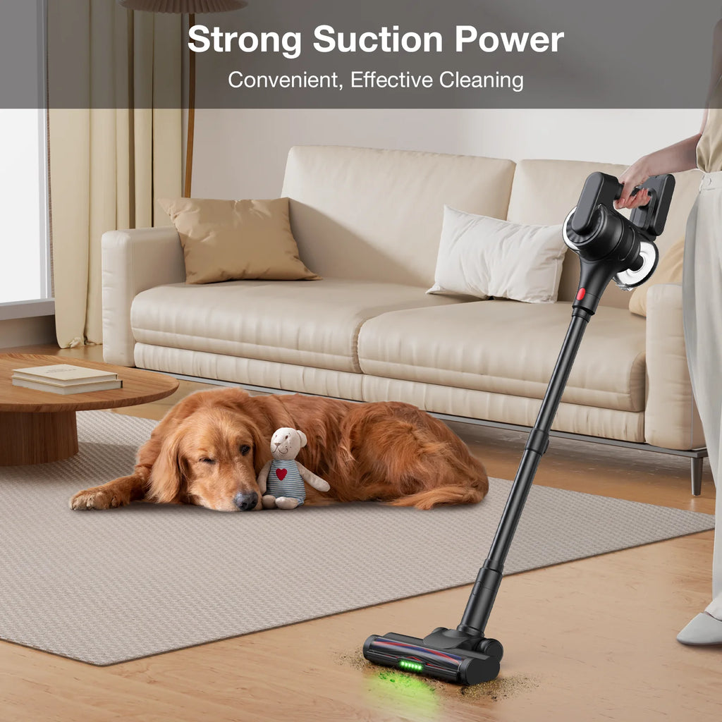 MOOSOO Cordless Vacuum with Brushless Motor, 60 mins max runtime, Stick Vacuum for Hard Floor Carpet Pet Hair