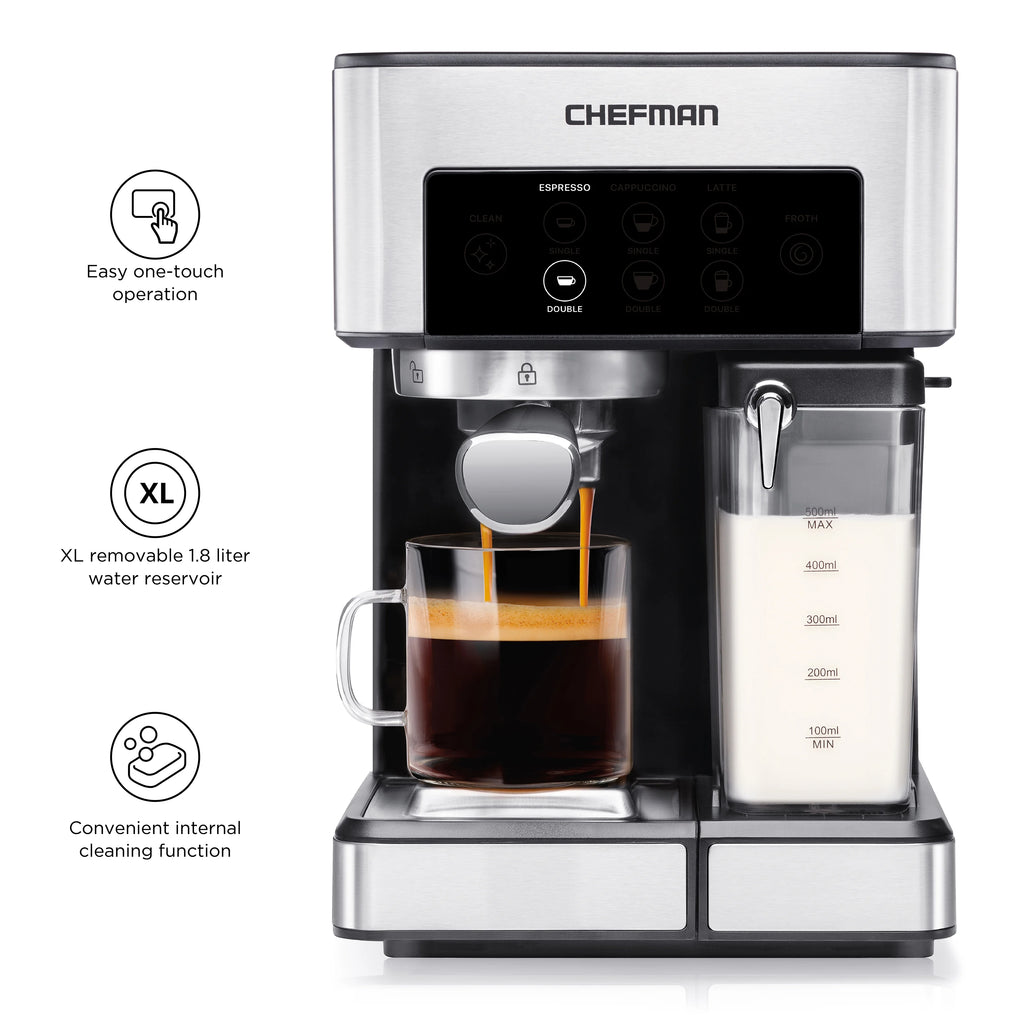Chefman 1.8L Barista Pro Espresso Machine, Stainless Steel