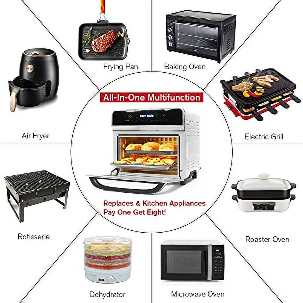 Air Fryer Ovens Countertop, Convection Toaster Oven with 10 Cooking Functions, 6-Slice Toast &12-Inch Pizza Capacity, 6 Accessories Included, Auto Shut off, 24 Quart