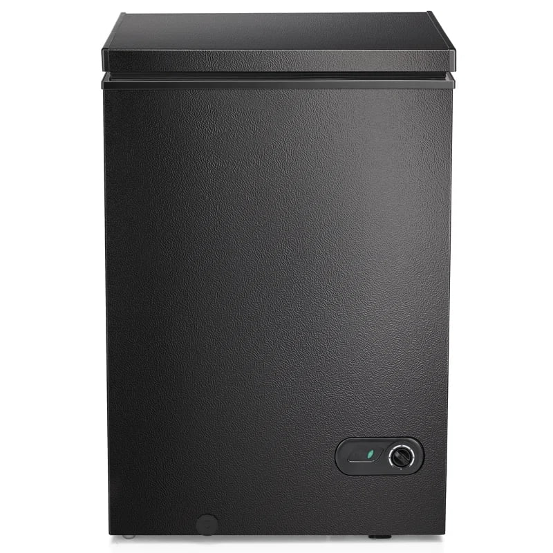 KNDKO 3.5cu.ft Compact Chest Freezer, Mini Freezer with Adjustable Temperature, 2 Removable Baskets, Top Open Door, Energy Saving, Black