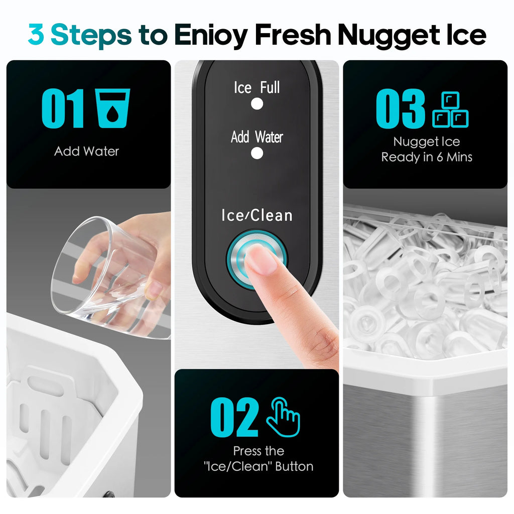 Fenbeli 26lbs/24H Countertop Ice Maker Machine with Handle, Portable Ice Maker Machine with Auto-Cleaning, Black