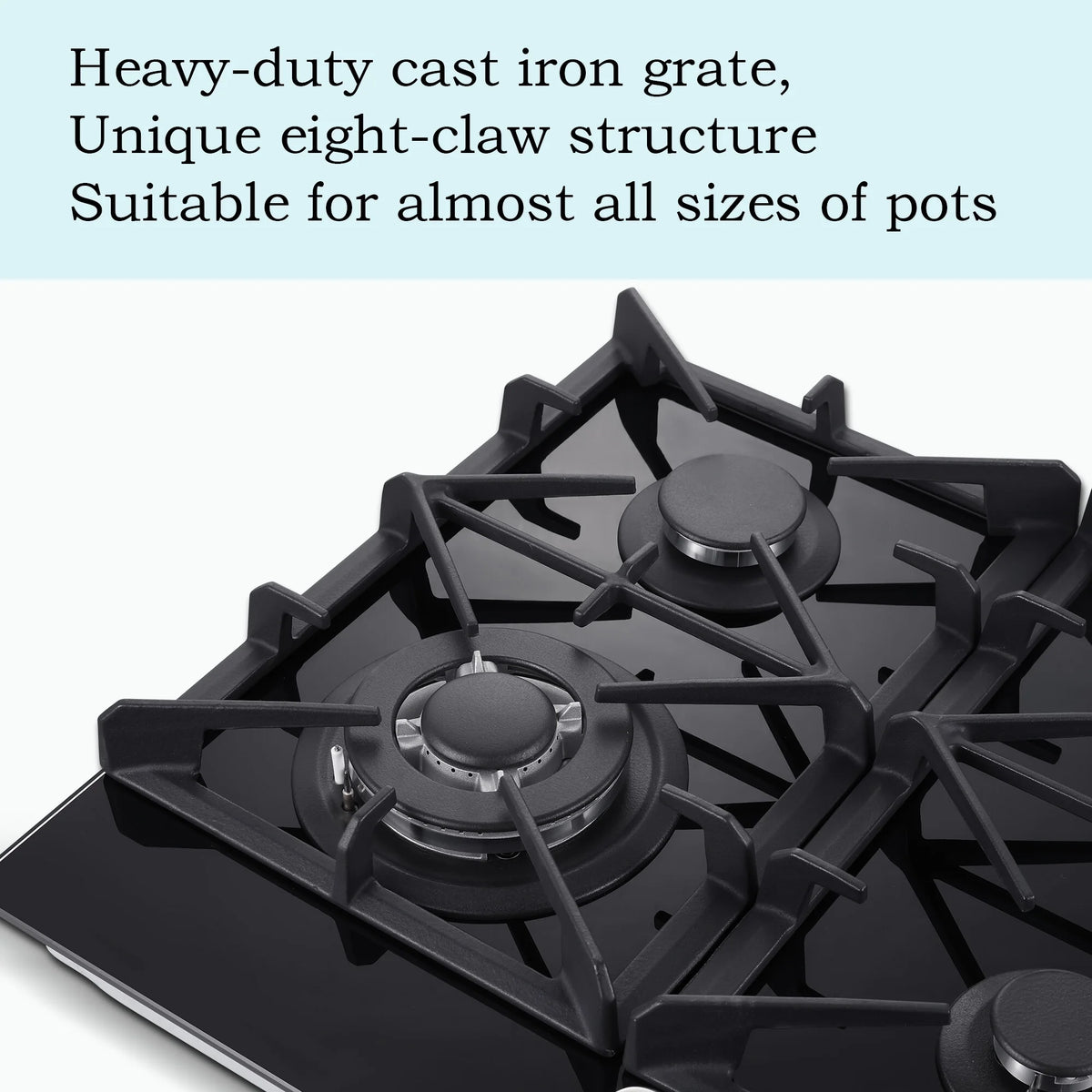 Eascookchef 4-Burners Gas Cooktop 24in Eascookchef Tempered Glass NG/LPG Convertible