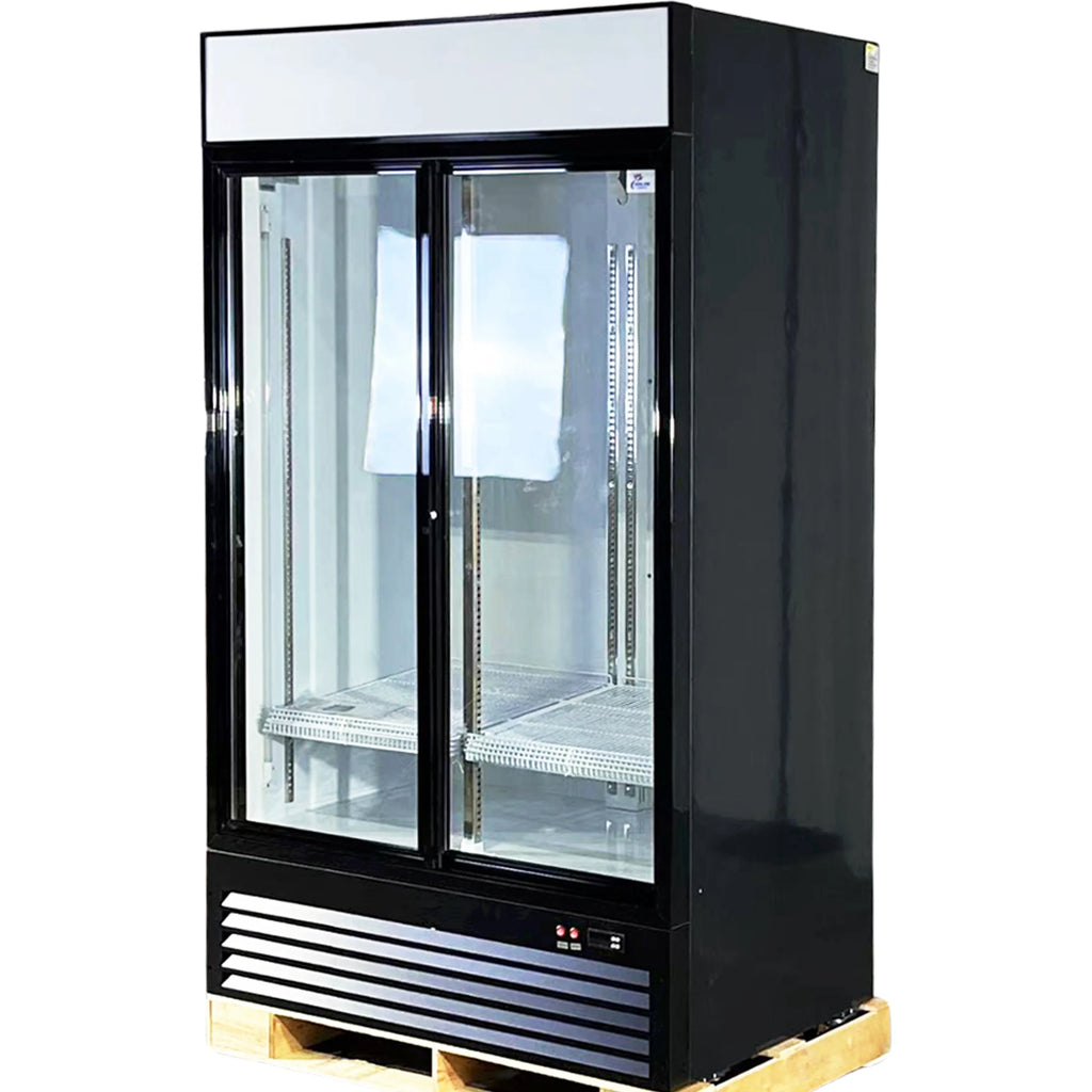 NSF 44 in. Refrigeration Double SLIDING Door Cooler 34.7 Cu.Ft. Sliding Door Refrigerator