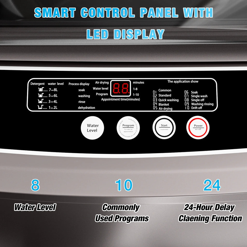 TABU Washer and Dryer Set, 19LBS Fully Automatic Washing Machine & 8.8LBS Clothes Dryer (White&White)