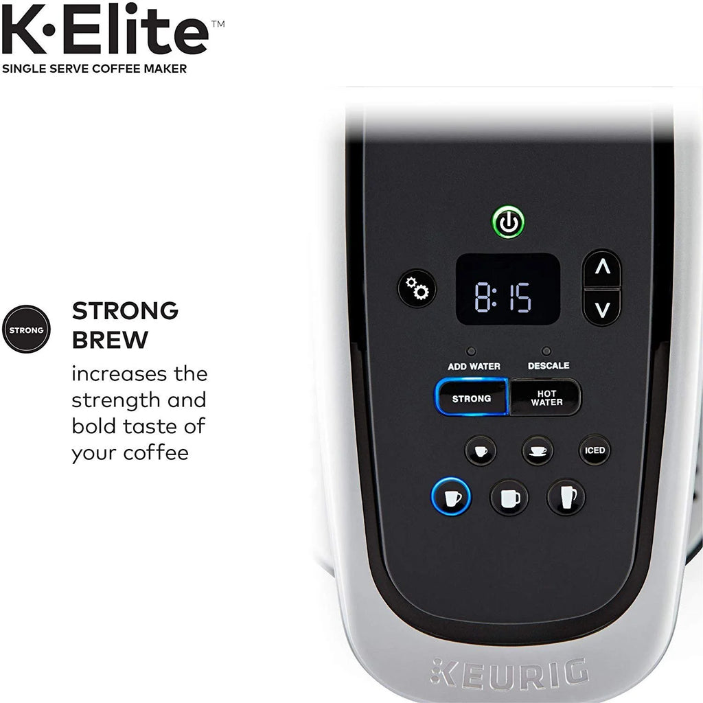 Keurig K-Elite Coffee Maker, Single Serve K-Cup Pod Coffee Brewer, With Iced Coffee Capability, Brushed Silver