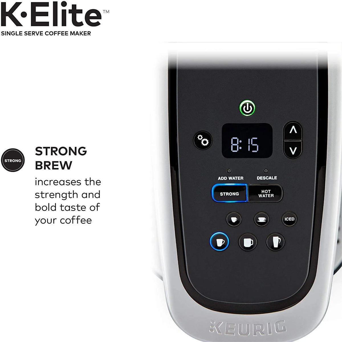 Keurig K-Elite Coffee Maker, Single Serve K-Cup Pod Coffee Brewer, With Iced Coffee Capability, Brushed Silver