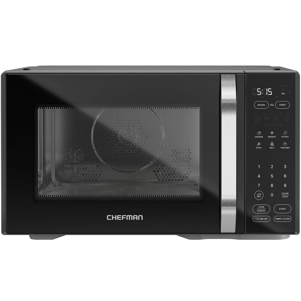 Chefman Microcrisp 1.1 cu. ft. Countertop Microwave Oven + Crisper, 1800 Watts - Black