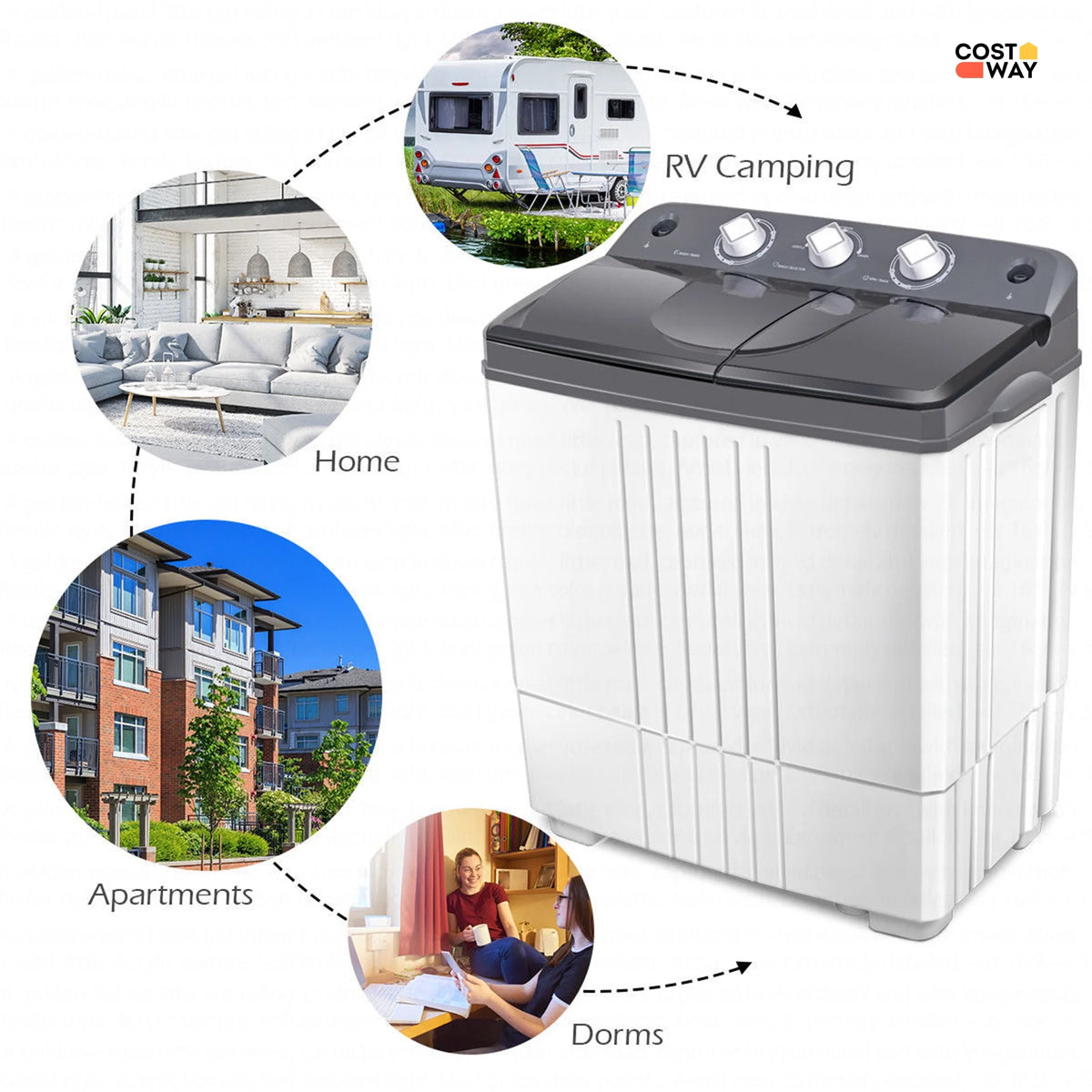Costway Twin Tub 20Lbs Top Load Washing Machine with Gravity Drain