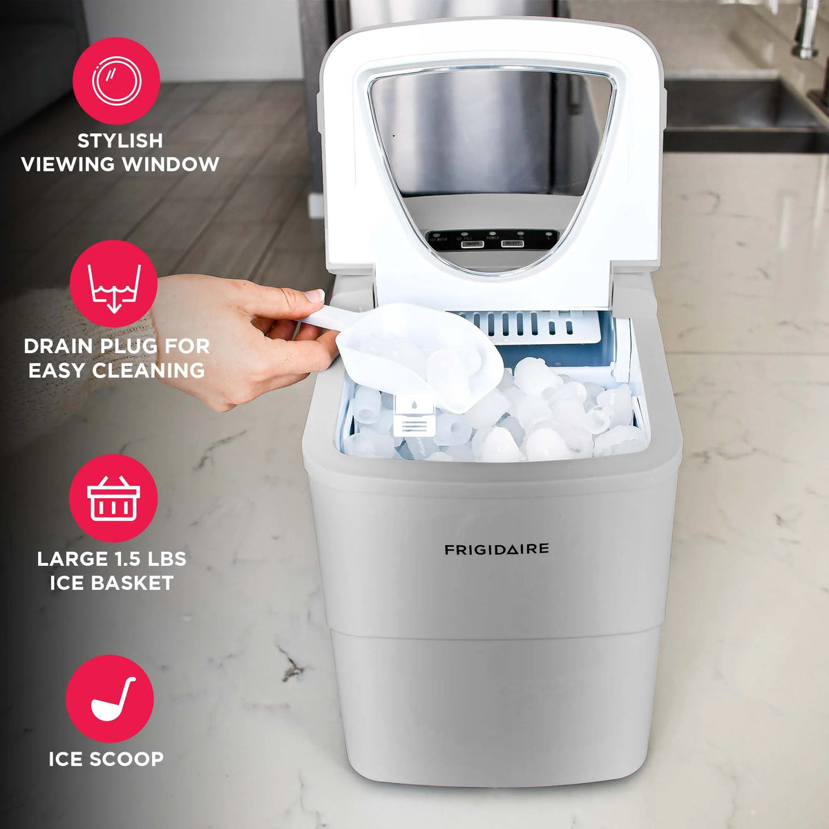 Frigidaire 26lbs. Portable Countertop Ice Maker (Bullet Ice)- Silver