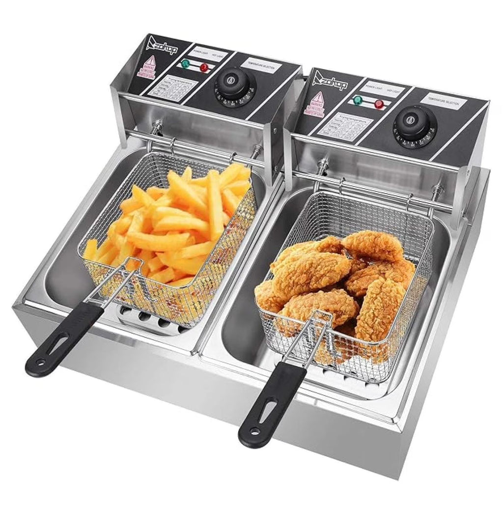 5000W 12 Liter Electric Countertop Deep Fryer Dual