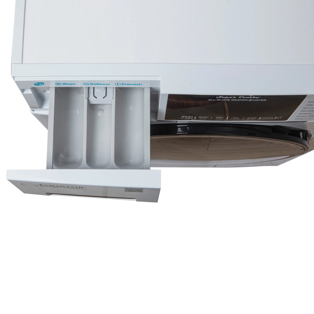 Equator Combination Washer Dryer Ventless/Vented Pet cycle 1.62cf/15lbs 110V with Adjustable legs