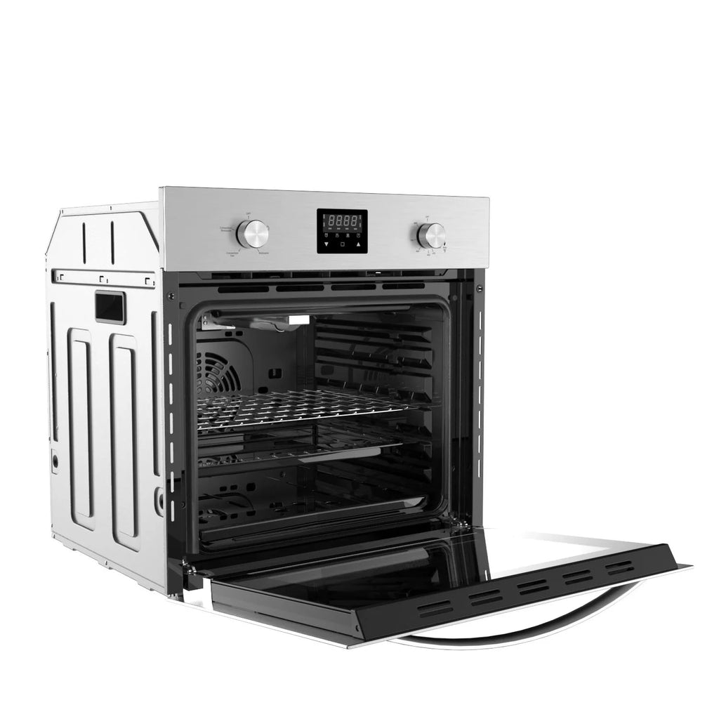 Empava 24-inch 2.3 cu. Ft. Single Propane Gas Wall Oven - Bake Broil Rotisserie Functions with Mechanical Controls - Built-in Timer - Convection Fan in Stainless Steel