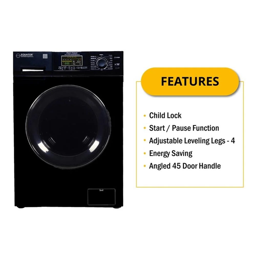 Pemberly Row Pet Compact 110V Vented/Ventless 15 lbs Combo Washer Dryer in Black