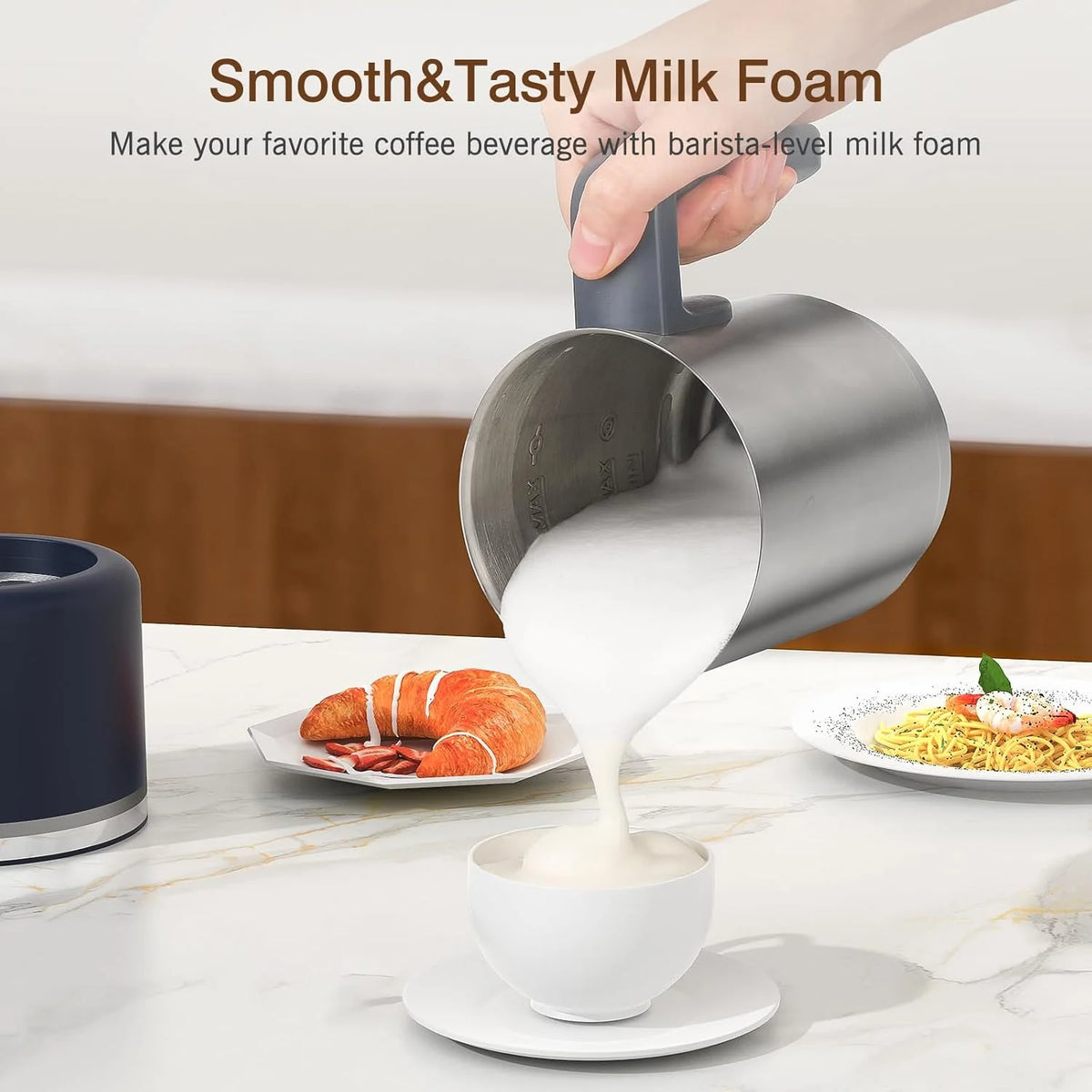 Milk Frother, 4 in 1 Electric Milk Steamer, 16.91oz/500ml Automatic Warm and Cold Foam Frother for Coffee, Latte, Macchiato, Cappuccino, Hot Chocolate