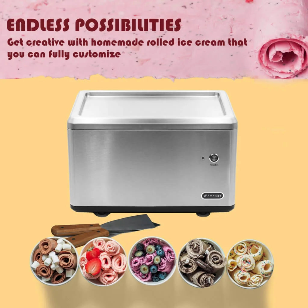 Whynter ICR-300SS Portable Instant Automatic Compressor Ice Cream Maker Frozen Pan Roller in Stainless Steel