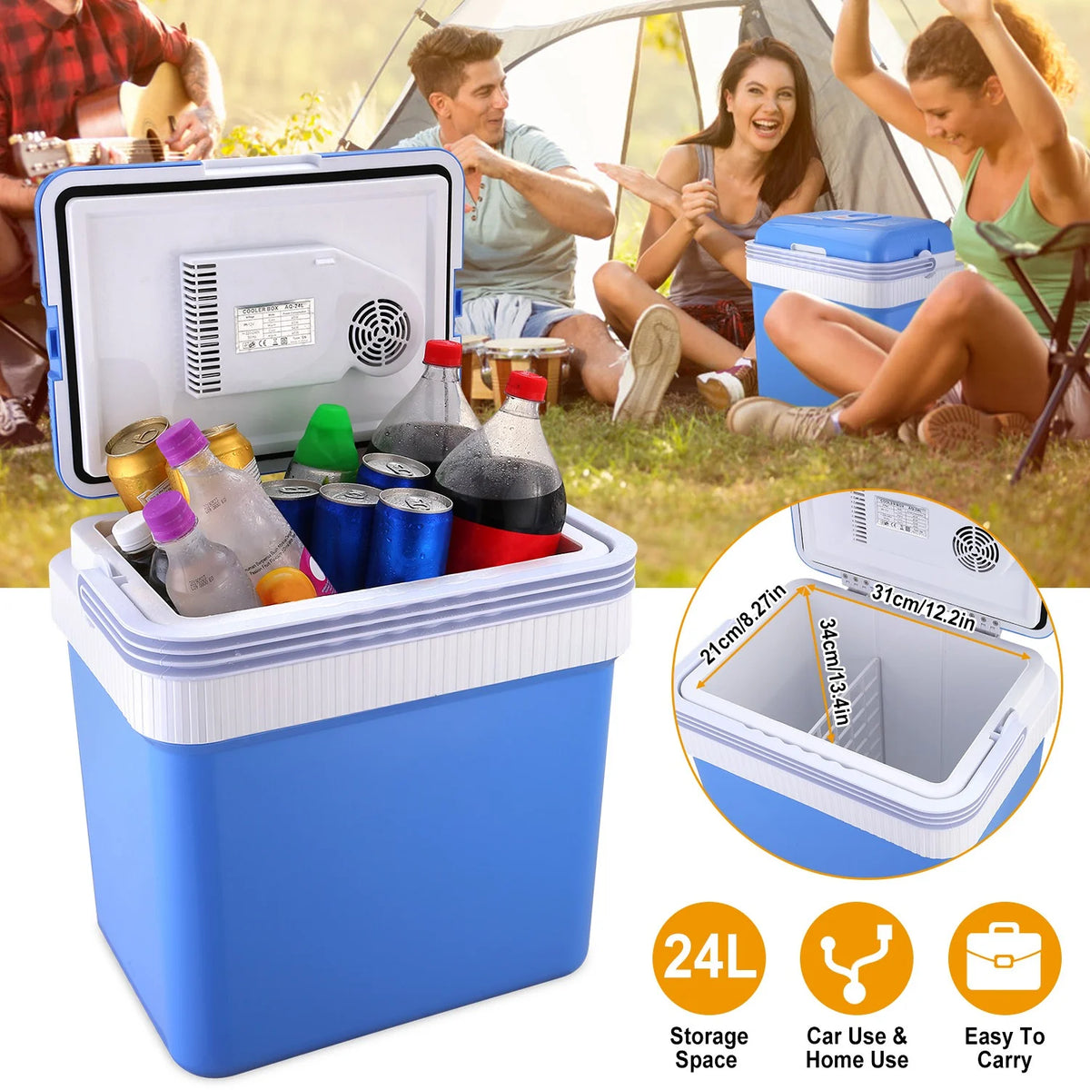 Moclever Portable Car Refrigerator with Removable Divider, 10.52 lb