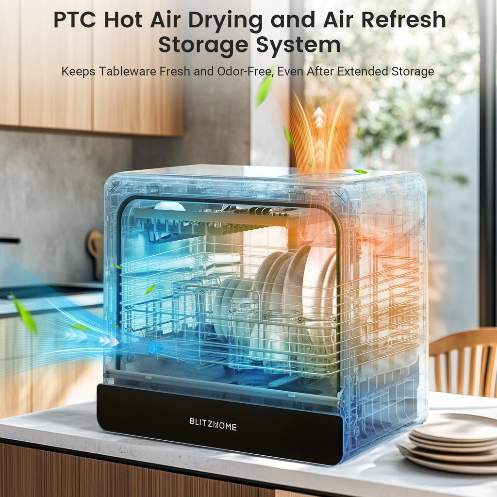 BLITZHOME Portable Countertop Dishwashers, Compact Smart Dishwashers with 5 L Built-in Water Tank,5 Modes and Baby Care for Apartments& RVs, No Installation Needed