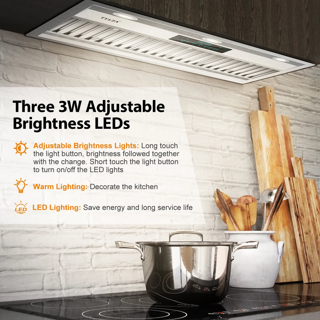 30 inch Built-in/Insert Range Hood, 900 CFM Ducted/Ductless Insert Range Hood with Charcoal Filter