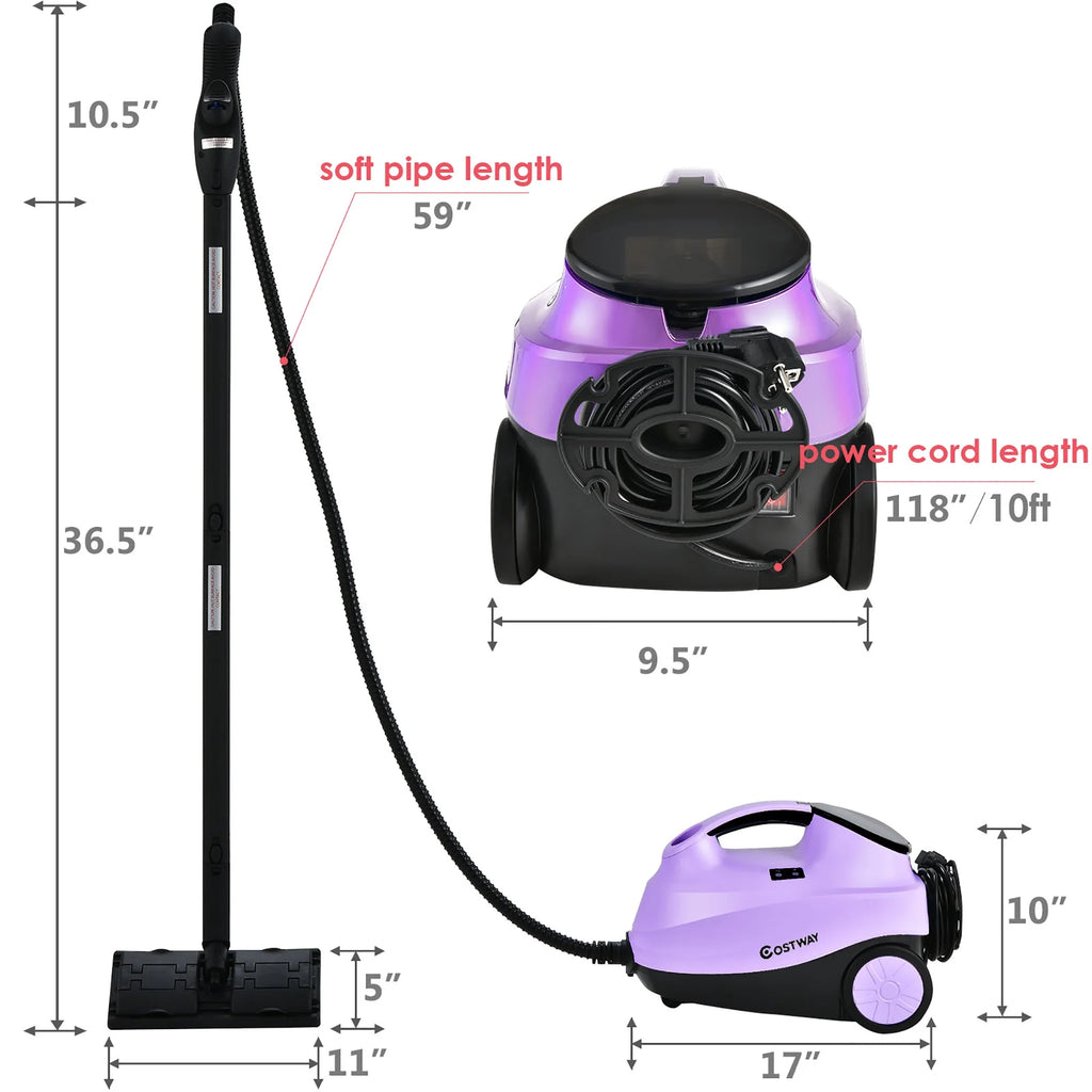 Costway 2000W Heavy Duty Steam Cleaner Mop Multi-Purpose W/19 Accessories Blue