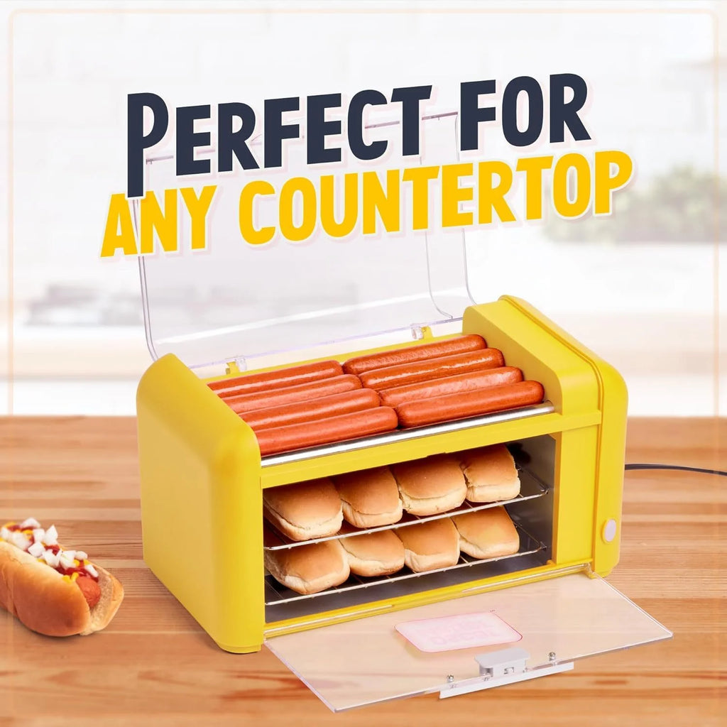 ZZJP Oscar Mayer Extra Large Countertop 8 Hot Dog Roller and Bun Toaster Oven - Stainless Steel Rollers and Non-stick Warming Racks - Adjustable Timer