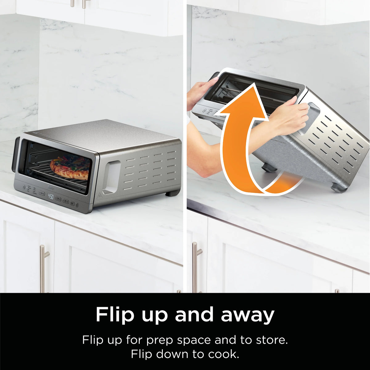 Ninja Flip Toaster Oven & Air Fryer, 8-in-1 Functionality, Flip Up & Away Capability for Storage Space, SP151
