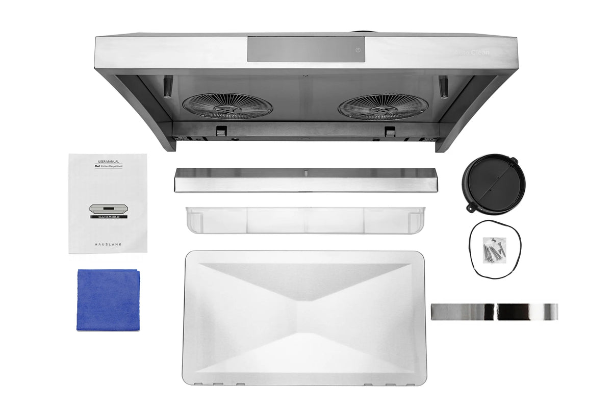Hauslane UC-PS38 30-inch Under Cabinet Range Hood, Stainless Steel, Professional Suction, Steam Auto Clean, Touch Panel