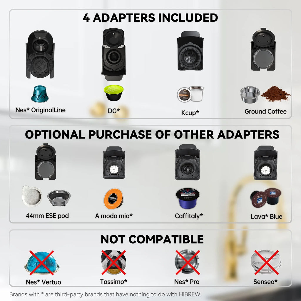 HiBREW H1A 4-in-1 Capsule Coffee Machine - 19Bar Espresso Maker for Hot/Cold Brews Black
