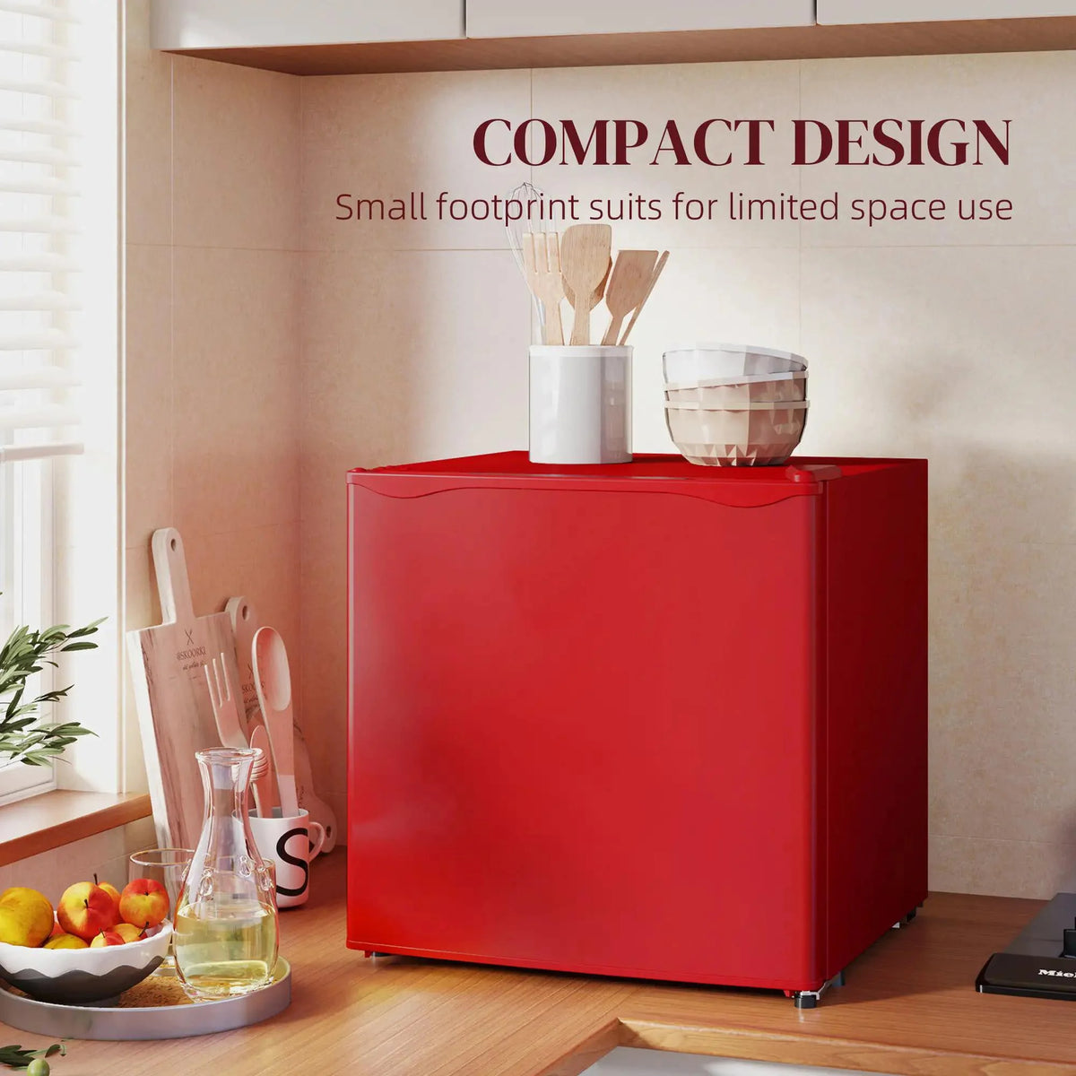 Resenkos 1.1 Cu.Ft Countertop Mini Freezer, Compact Upright Freezer with Removable Shelves, Red