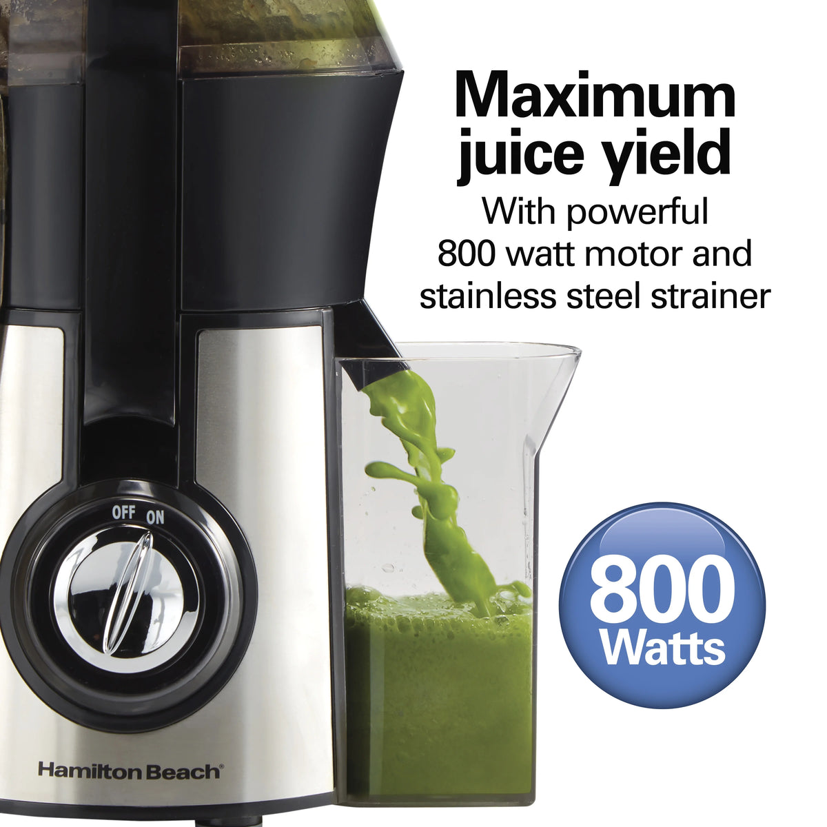 Hamilton Beach Big Mouth Pro Juicer Machine for Fruits and Vegetables with Extra Large Chute, Extractor de Jugos, Stainless Steel