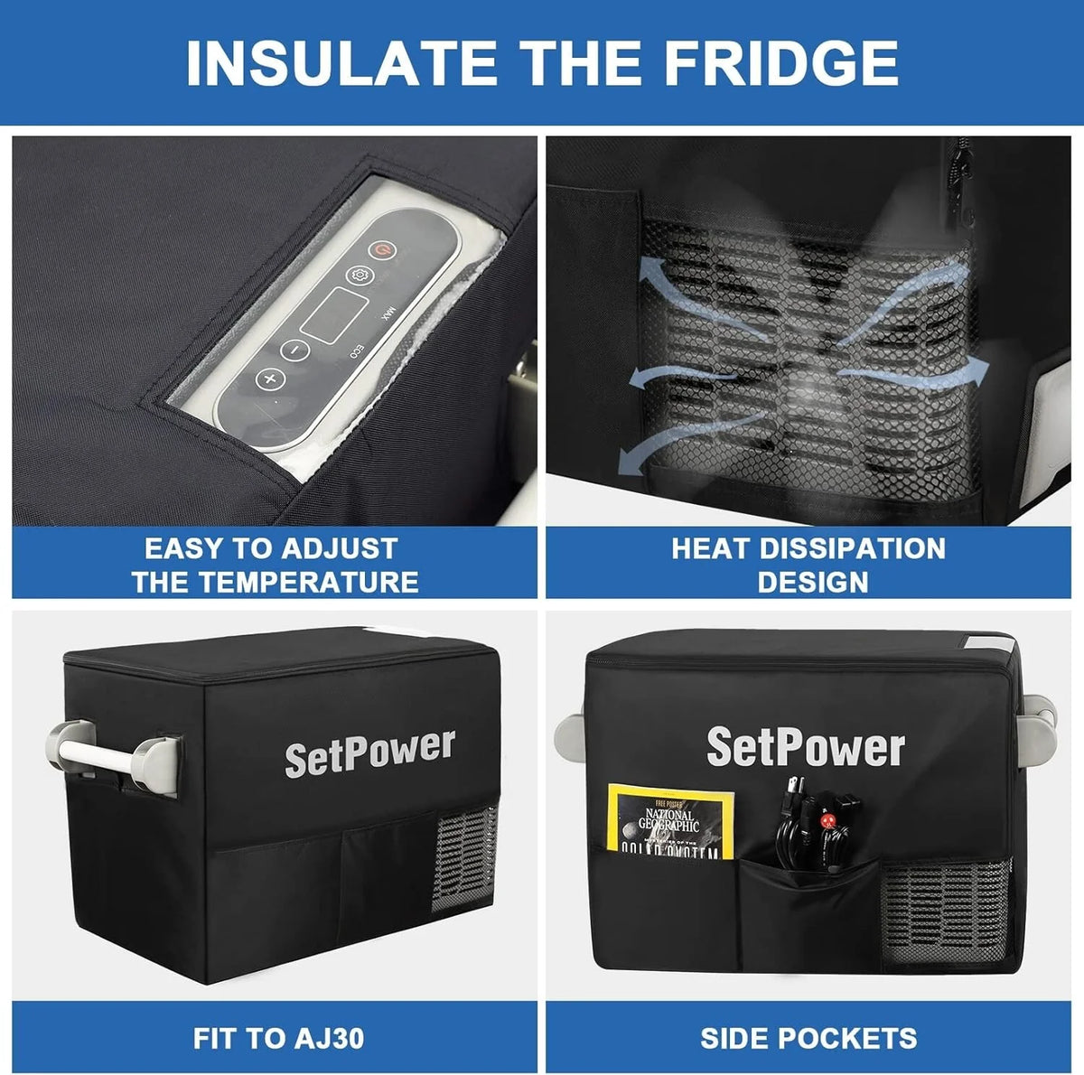 Setpower AJ30 Portable Refrigerator with Cover Car Refrigerator for Camping RV