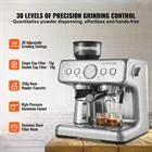 Choco Moon Espresso Machine w/Grinder, 15 Bar Semi-Automatic Coffee Maker with Milk Frother, Steam Wand & Pressure Gauge for Cappuccino, Latte, PID Control System, Silver