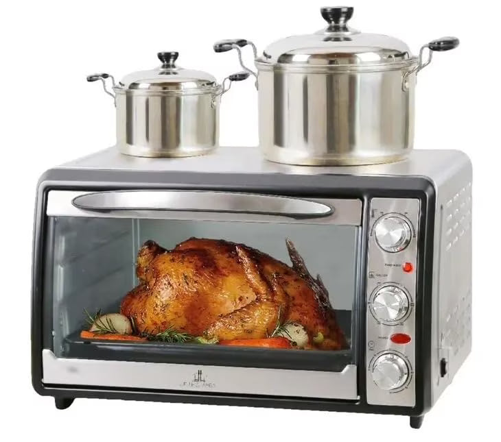 Extra Large Stainless Steel Toaster Oven with Warming Tray, Timer & Keep Warm Function