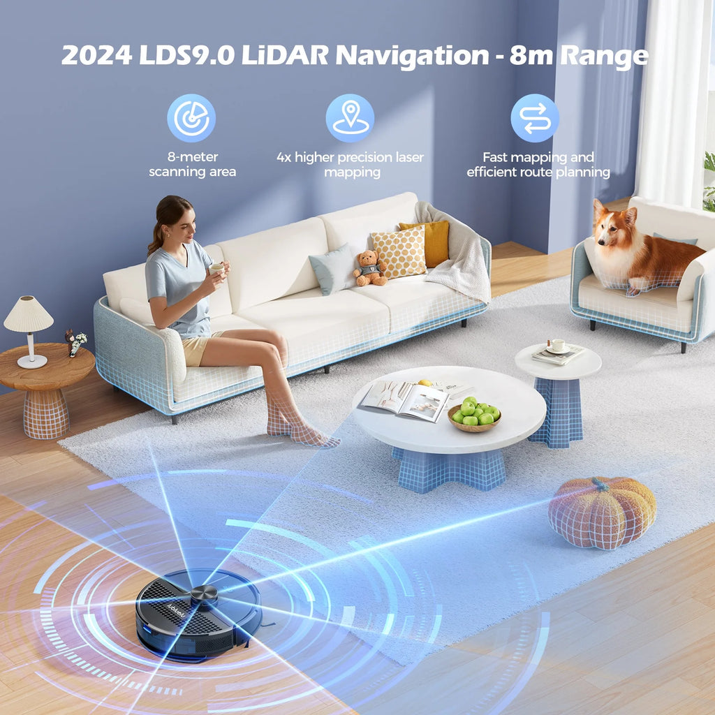 Robot Vacuum Cleaner and Mop Powerful 4000Pa Under 55 dB Robotic Vacuum Sweeper Perfect for Pet Hair Carpets Hard Floor,Model SL68