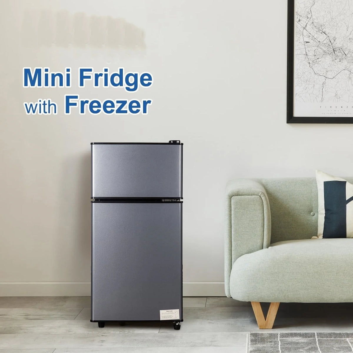 GGTB 2.5 Cu.Ft Compact Double Door Mini Fridge - Top Freezer & Bottom Refrigerator, 7-Level Precision Cooling | Ideal for Dorm, Bedroom, Office & Small Spaces