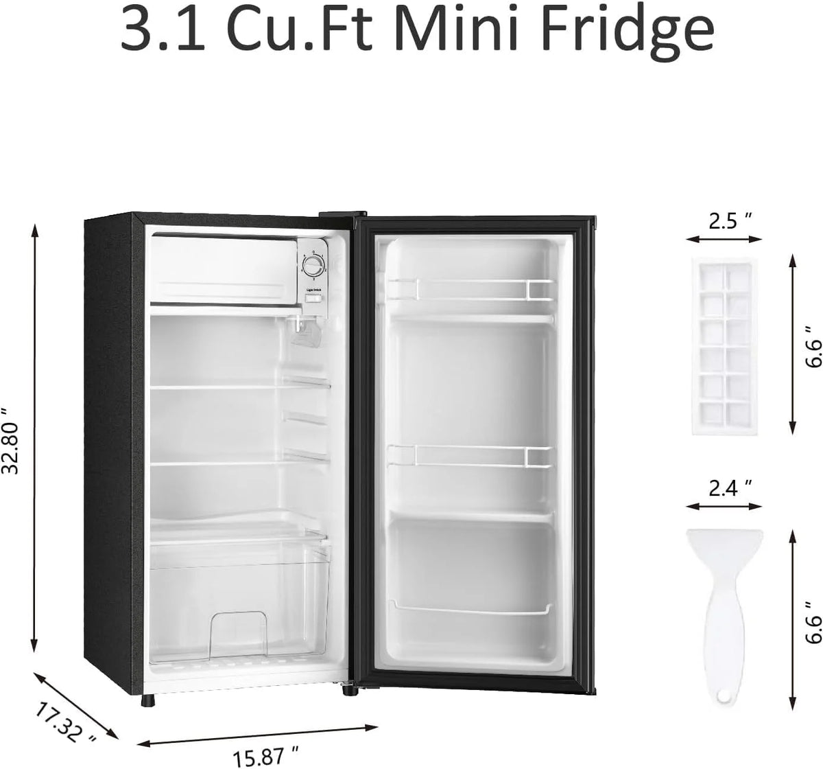 Kcpolre 3.1 Cu.Ft Mini Fridge with Freezer, Adjustable Thermostat, Removable Glass Shelves & Fruit Basket for Dorm Room, Office, Bedroom, Pink