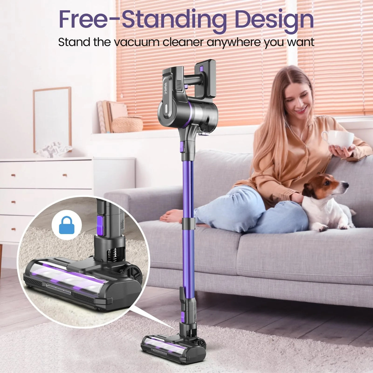 YOMATECH Cordless Vacuum Cleaner, 30Kpa/365W Powerful Stick Vacuum, 6 in 1 Lightweight Vacuum Cleaners for Home Hardfloor Carpet Pet Hair