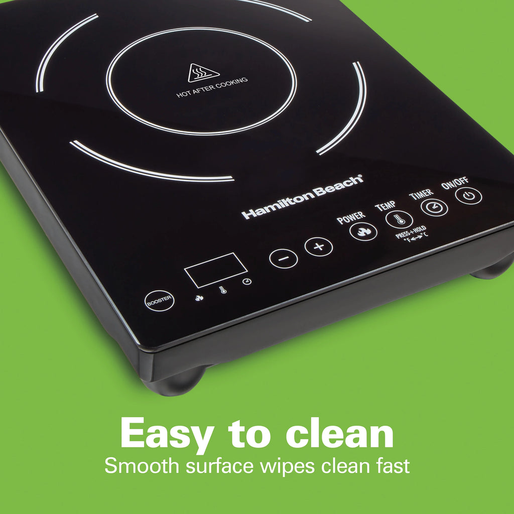 Hamilton Beach Induction Stove Cooktop, Electric Induction Burner and Hot Plate for Cooking, Black