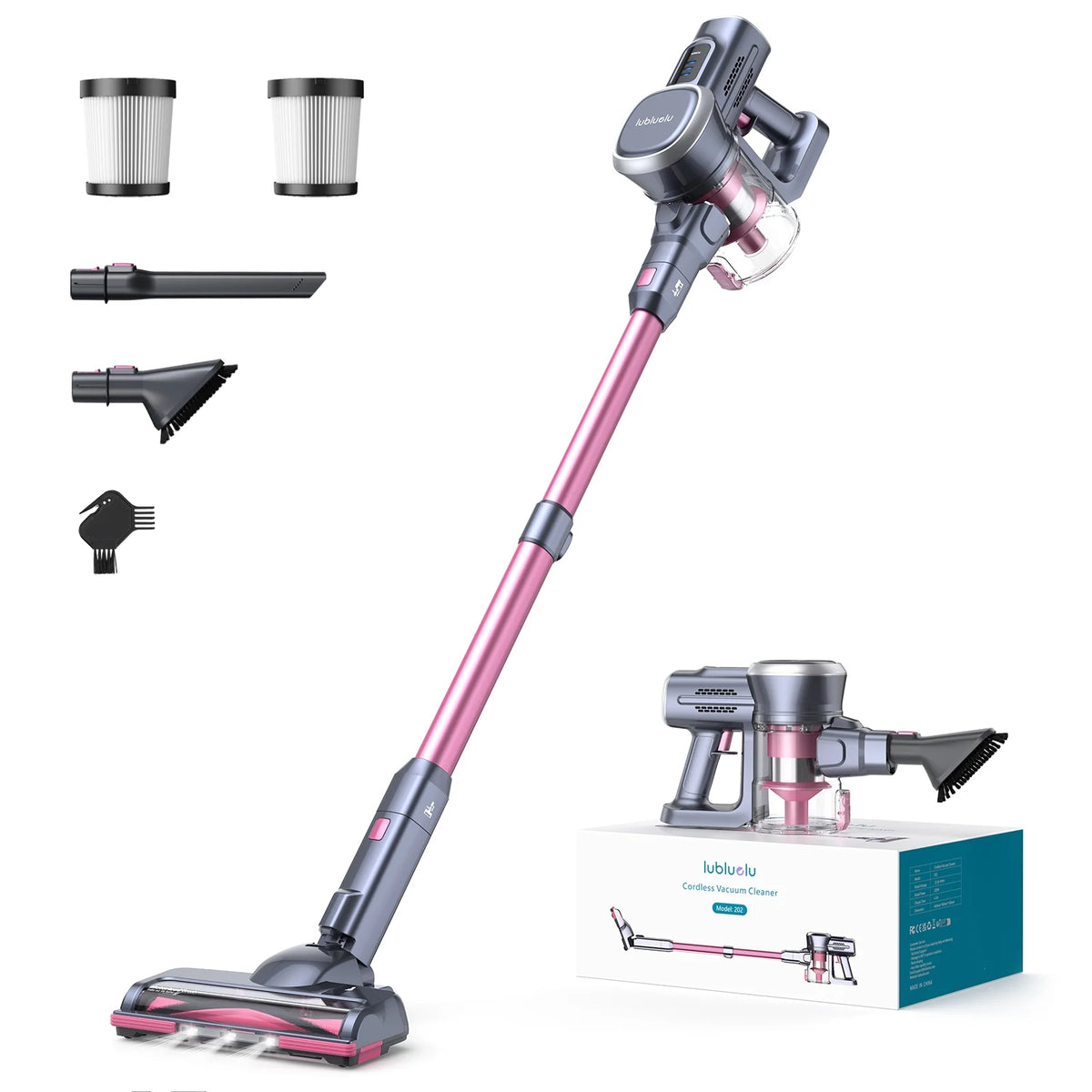 Lubluelu Free-Standing Vacuum Cleaner 25KPa,Powerful Lightweight Cordless 6 in 1 Stick Vacuum Cleaner for Carpet Floor Pet Hair Home