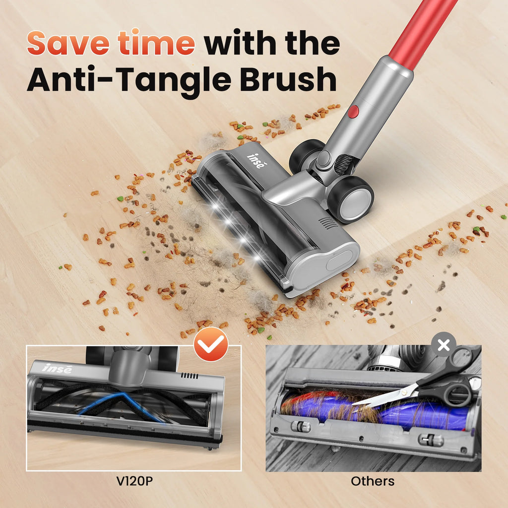 INSE Lightweight Cordless Vacuum with 30Kpa Powerful Suction & 60 Mins Runtime, Stick Vacuum  for Carpet, Tile, Pet Hair, Hardwood Floors