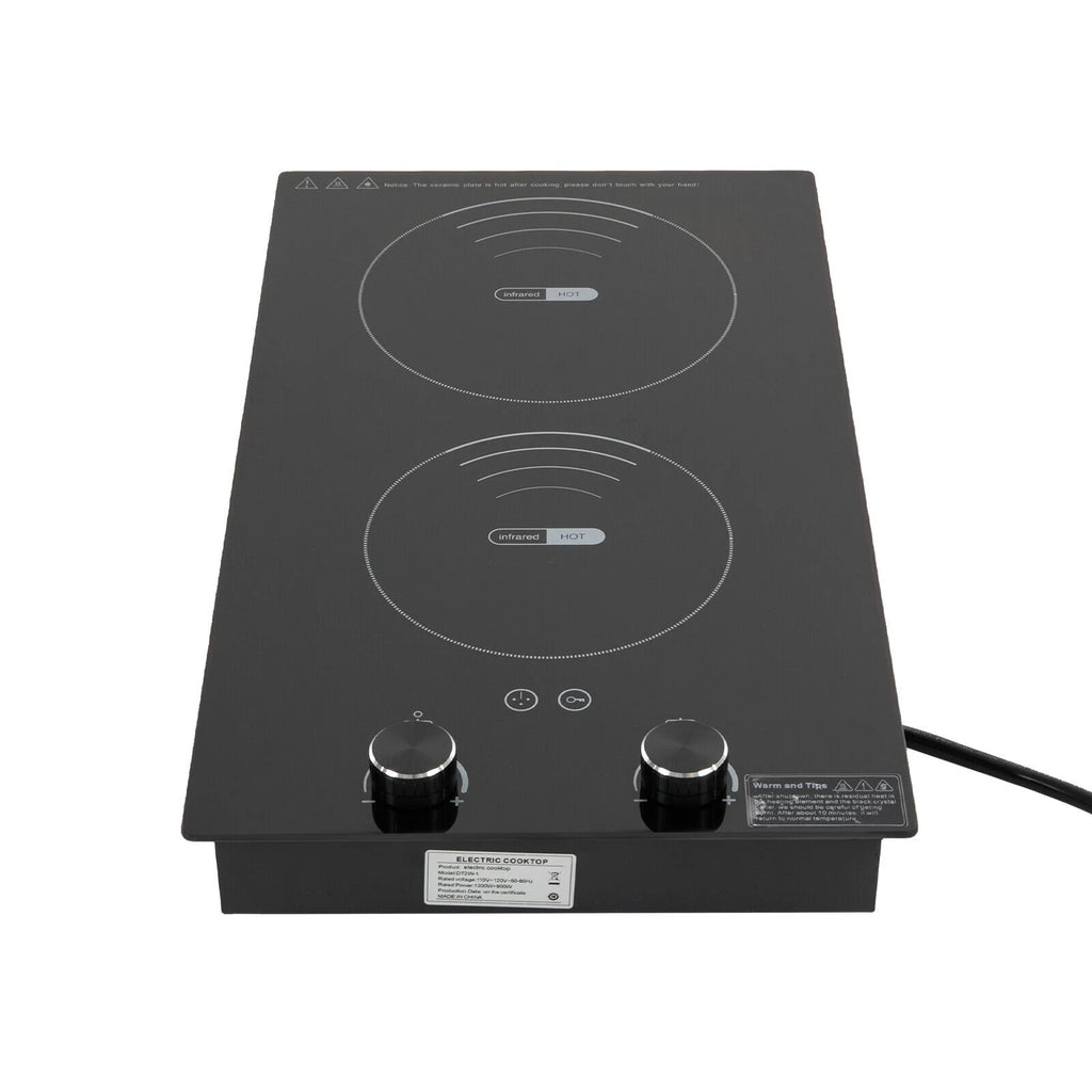 Electric Hob Cook Top Stove 110V Induction Cooktop 2 Burners Ceramic Cooktop