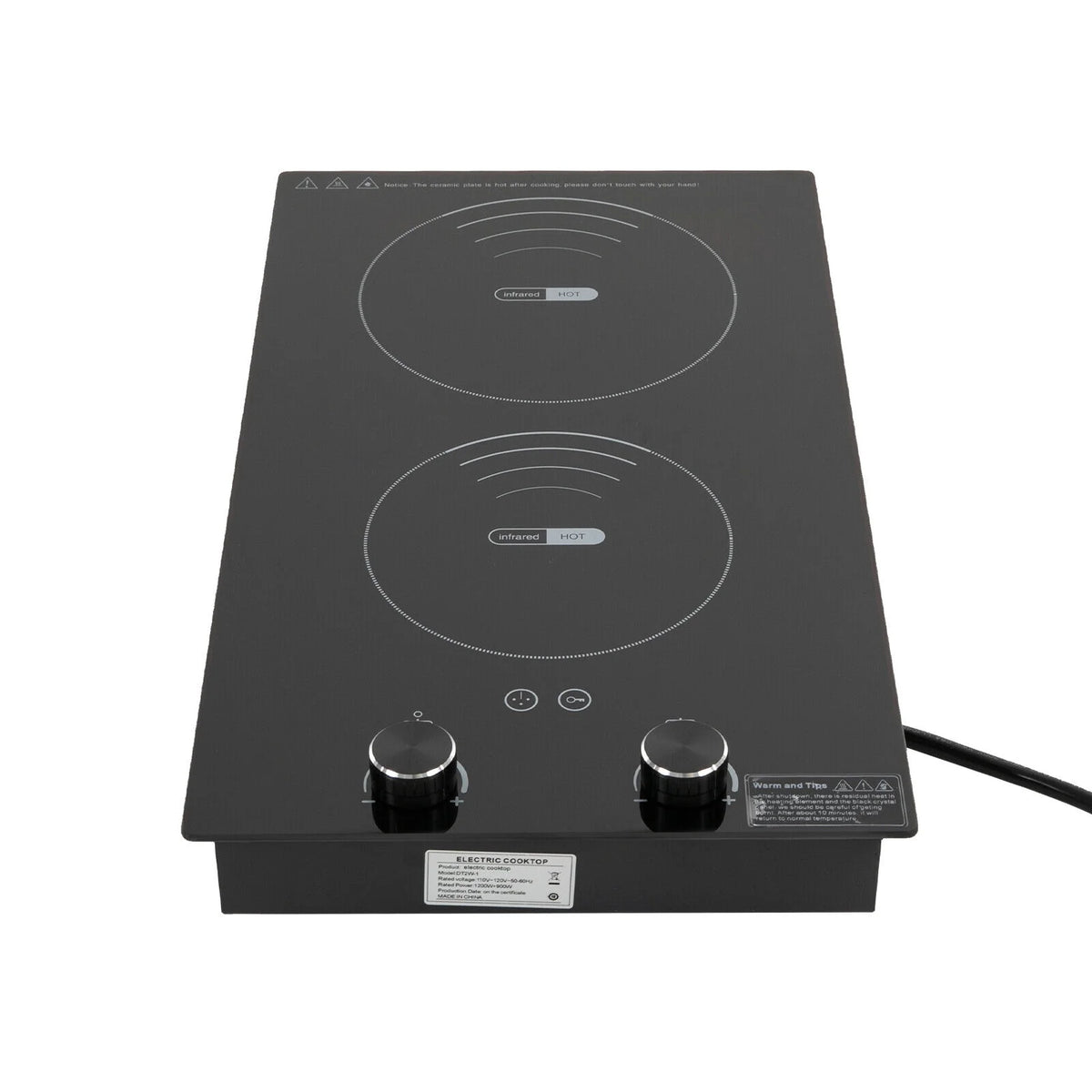 Electric Hob Cook Top Stove 110V Induction Cooktop 2 Burners Ceramic Cooktop