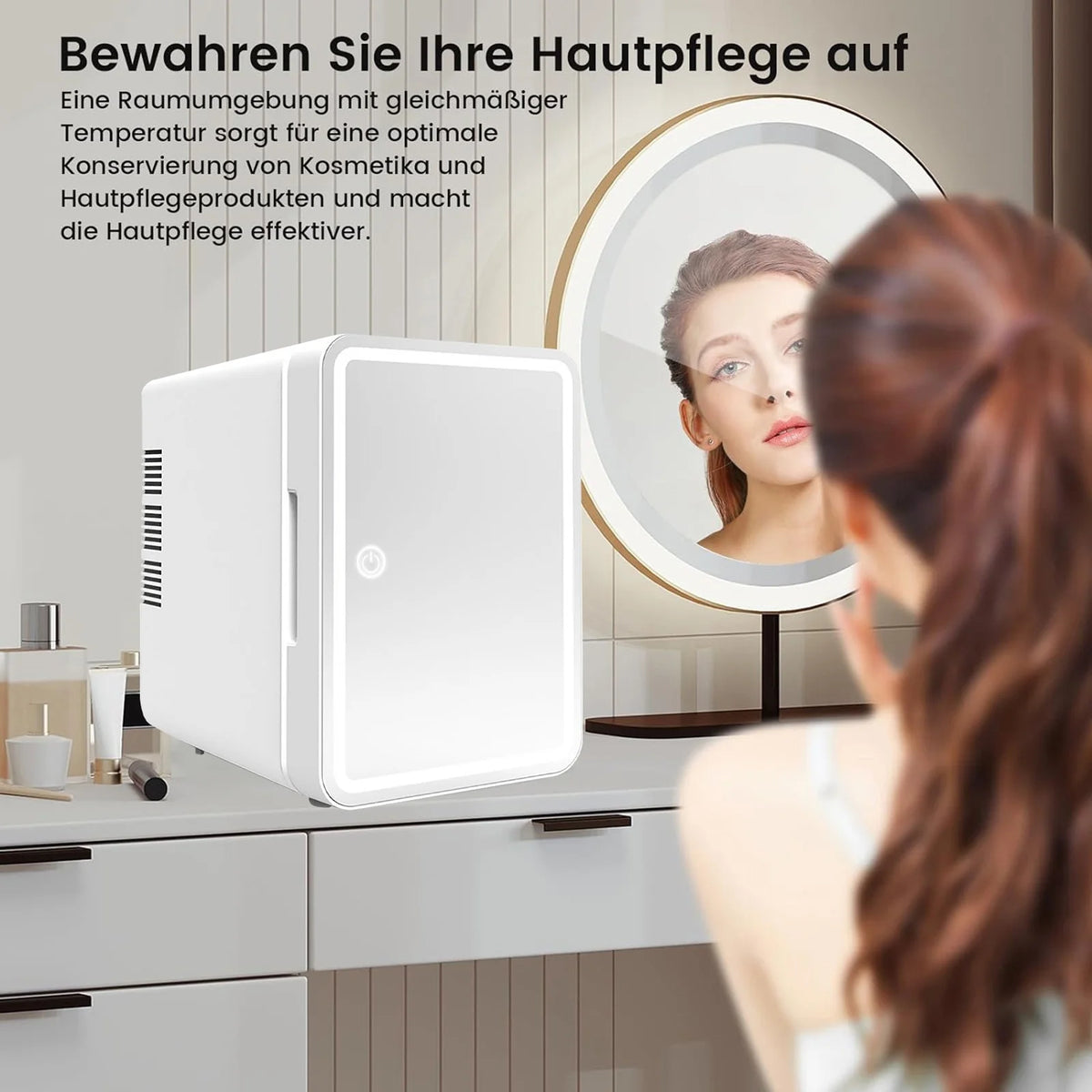 Car Refrigerator 6L Beauty M Irror LED Light Dormitory Mini Refrigerator Cosmetics Facial M Ask Refrigerator High-quality