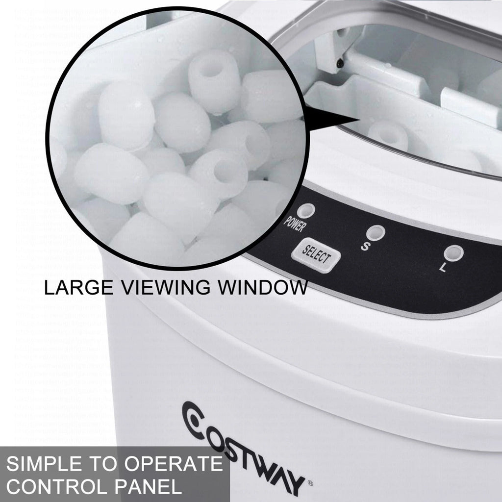 Costway Silver Portable Compact Electric Ice Maker Machine Mini Cube 26lb/Day